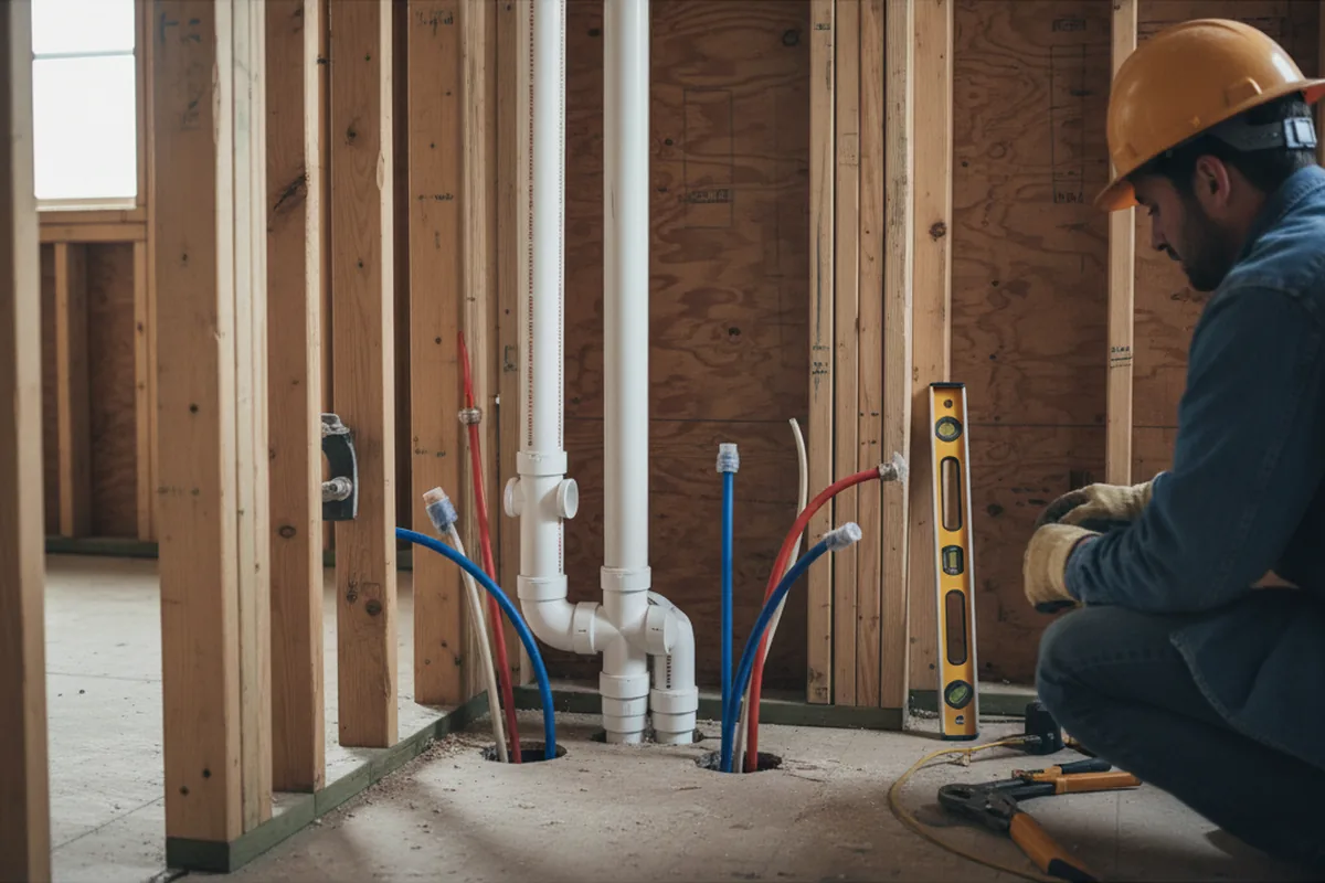 Drain and supply rough-in during Toilet Repair and Installation in Cottage Grove